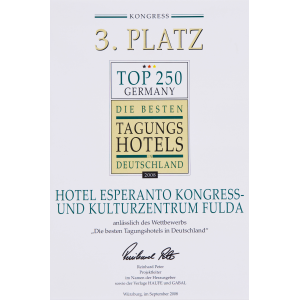 3. Platz Kongress 2008 Top 250 Germany - Die besten Tagungshotels in Deutschland