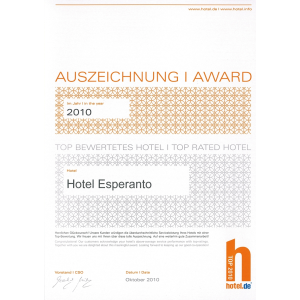 Top bewertetes Hotel 2010 hotel.de