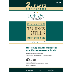 2. Platz Konferenz 2011 Top 250 Germany - Die besten Tagungshotels in Deutschland