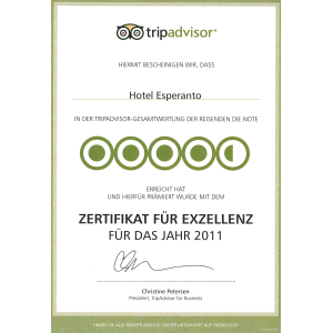 Zertifikat für Exzellenz 2011 tripadvisor