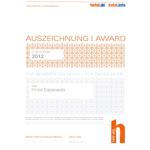 Top bewertetes Hotel 2012 hotel.de