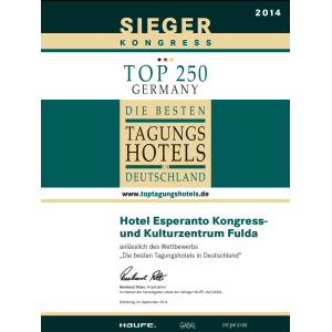Sieger Kongress 2014 Top 250 Germany - Die besten Tagungshotels in Deutschland