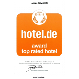 Award top rated hotel 2014/2015 hotel.de